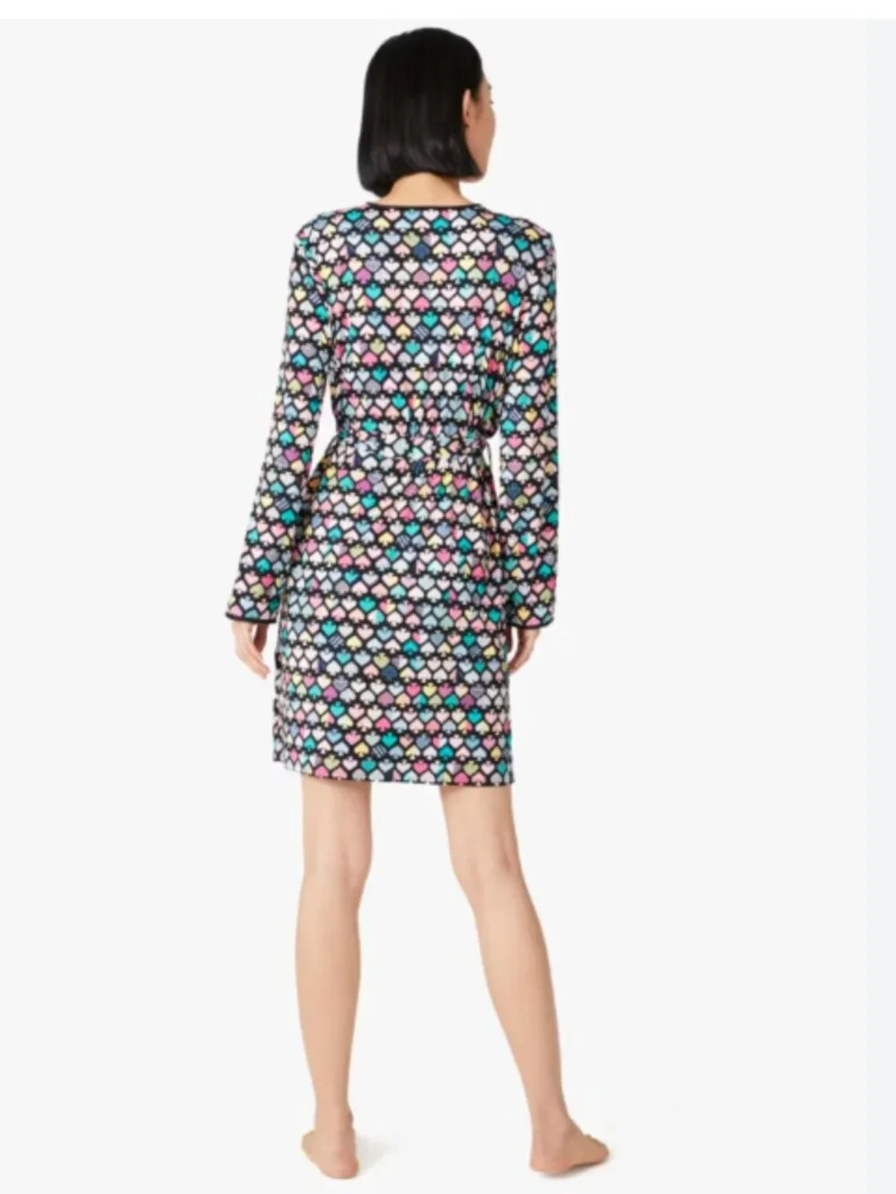 Kate Spade Graffiti Spades Short Robe Multicolor Wrap Lounge Robe M